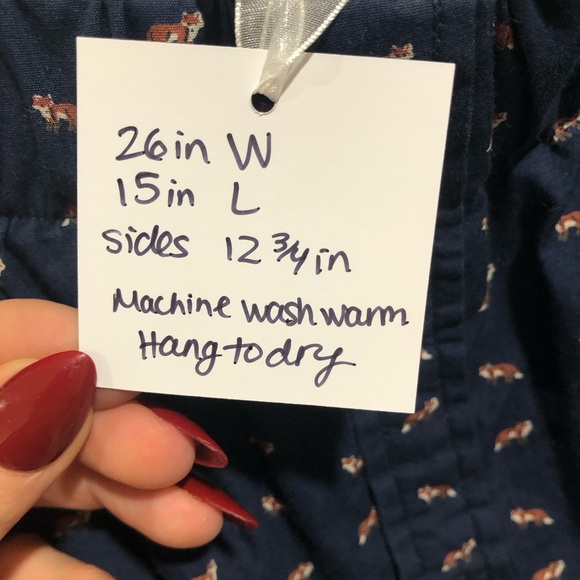 Handmade shirt skirt- navy blue with fox print - Picture 5 of 5